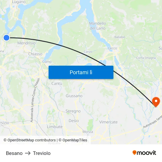 Besano to Treviolo map