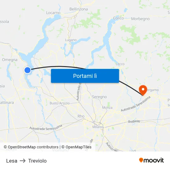 Lesa to Treviolo map