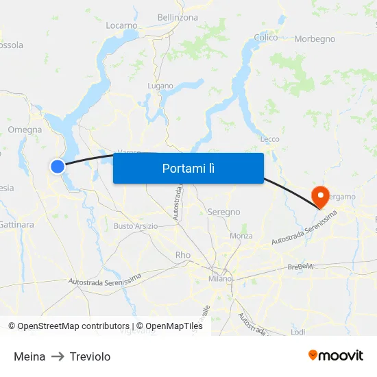 Meina to Treviolo map