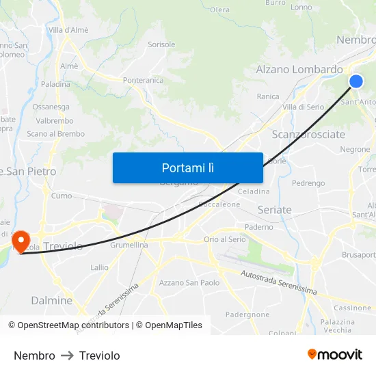 Nembro to Treviolo map