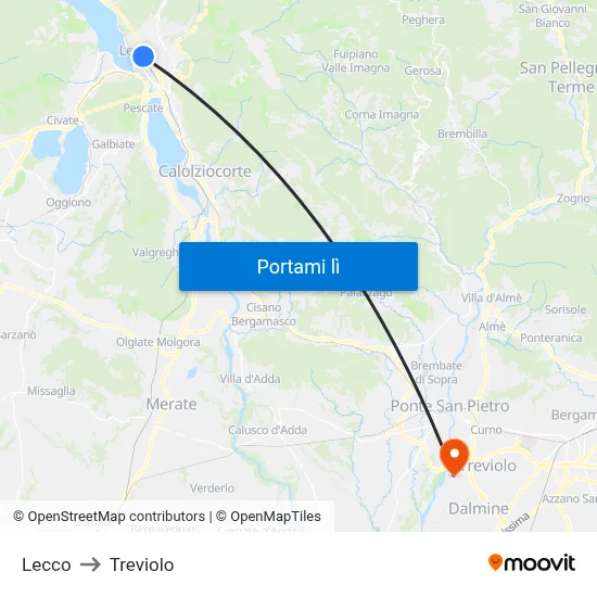 Lecco to Treviolo map