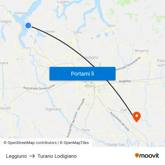 Leggiuno to Turano Lodigiano map