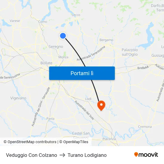 Veduggio Con Colzano to Turano Lodigiano map