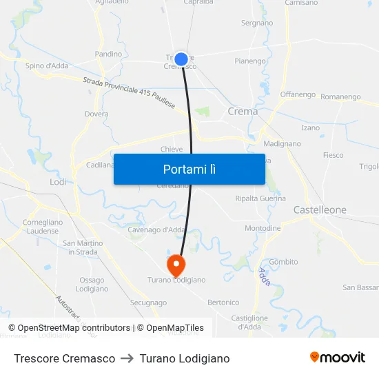 Trescore Cremasco to Turano Lodigiano map