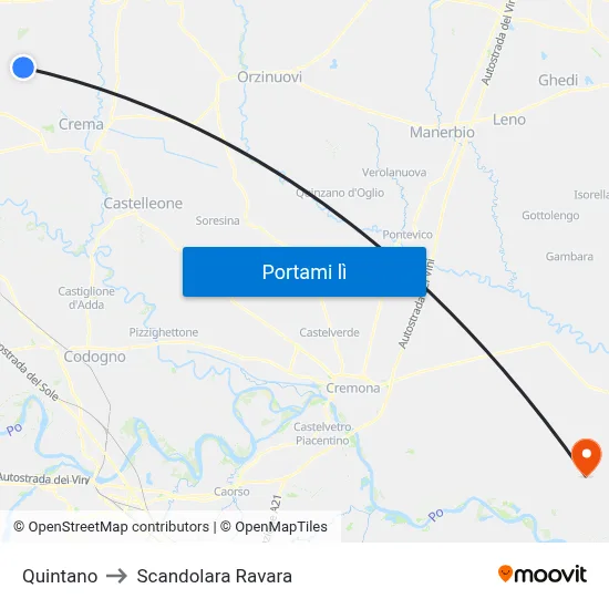Quintano to Scandolara Ravara map