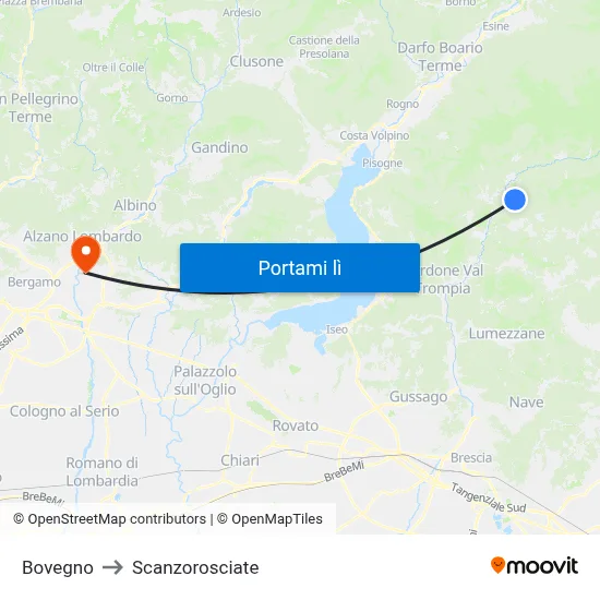 Bovegno to Scanzorosciate map