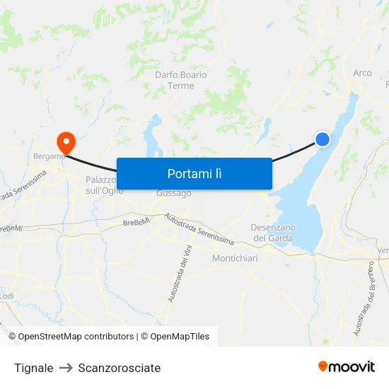 Tignale to Scanzorosciate map