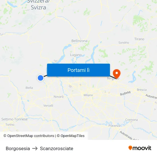 Borgosesia to Scanzorosciate map