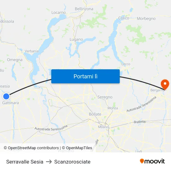 Serravalle Sesia to Scanzorosciate map