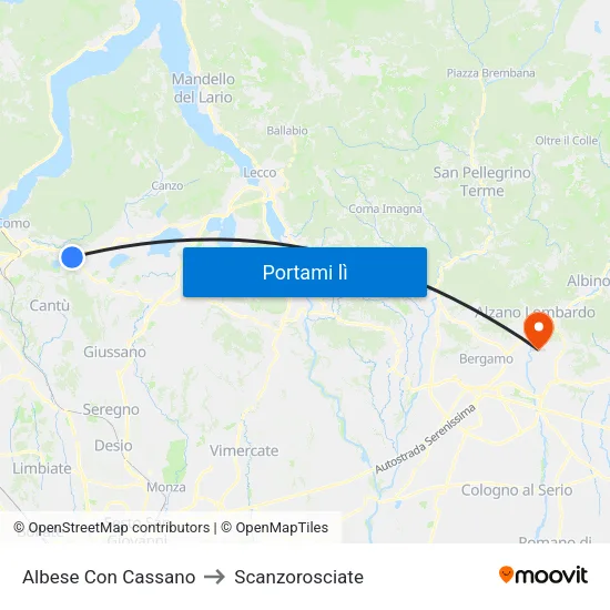 Albese Con Cassano to Scanzorosciate map