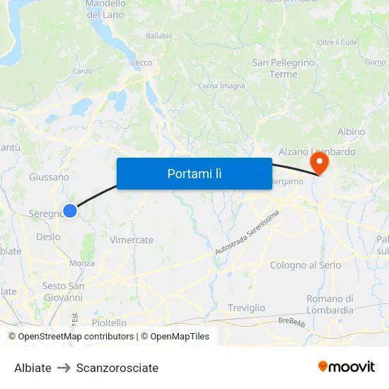 Albiate to Scanzorosciate map