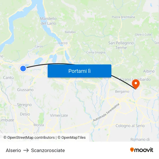 Alserio to Scanzorosciate map