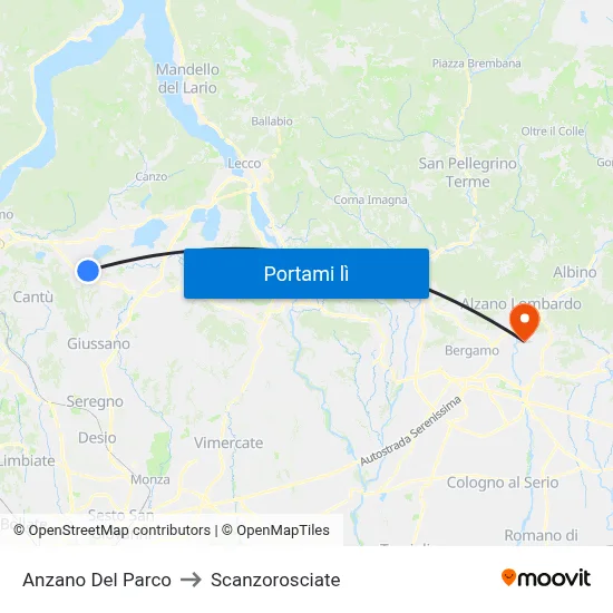 Anzano Del Parco to Scanzorosciate map