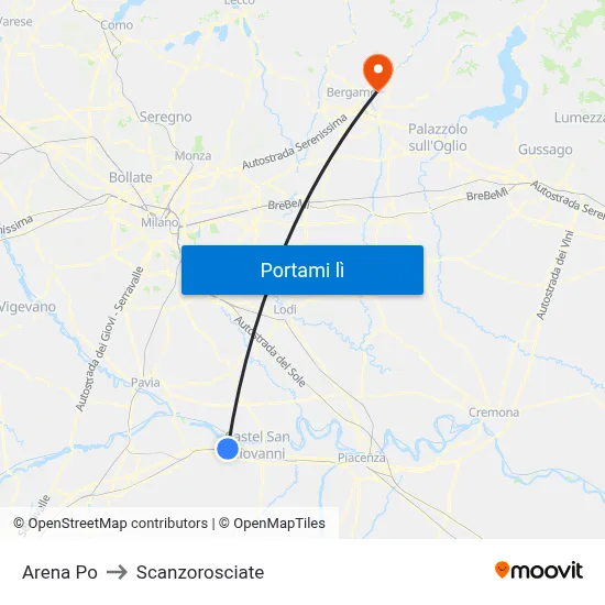 Arena Po to Scanzorosciate map