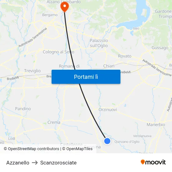Azzanello to Scanzorosciate map
