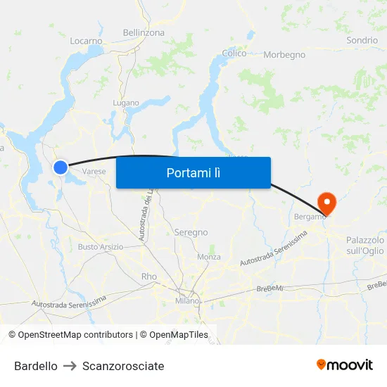 Bardello to Scanzorosciate map
