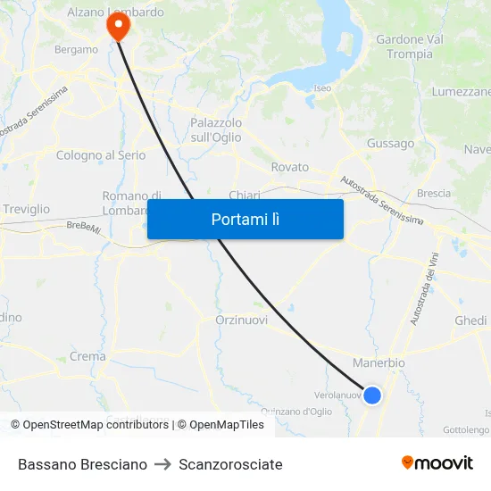 Bassano Bresciano to Scanzorosciate map