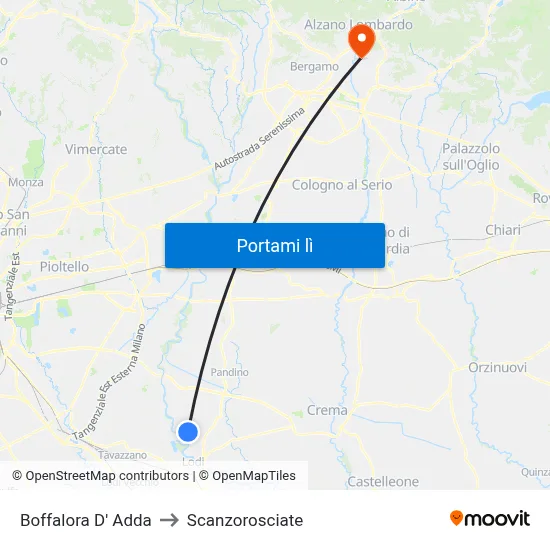 Boffalora D' Adda to Scanzorosciate map