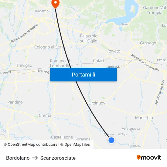 Bordolano to Scanzorosciate map