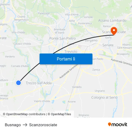 Busnago to Scanzorosciate map