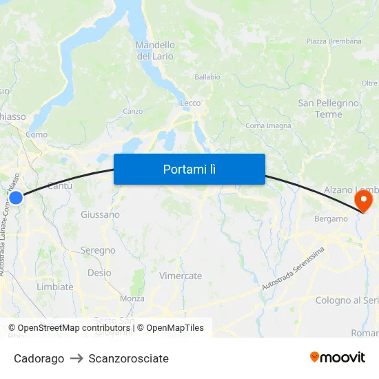 Cadorago to Scanzorosciate map