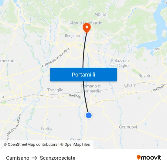 Camisano to Scanzorosciate map