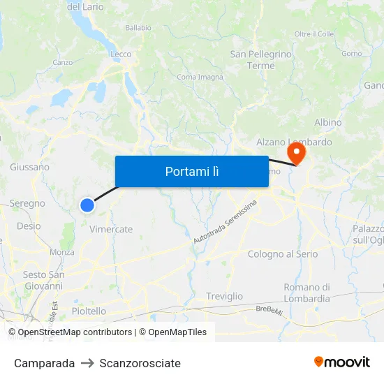 Camparada to Scanzorosciate map