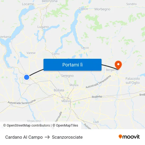 Cardano Al Campo to Scanzorosciate map