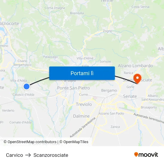 Carvico to Scanzorosciate map