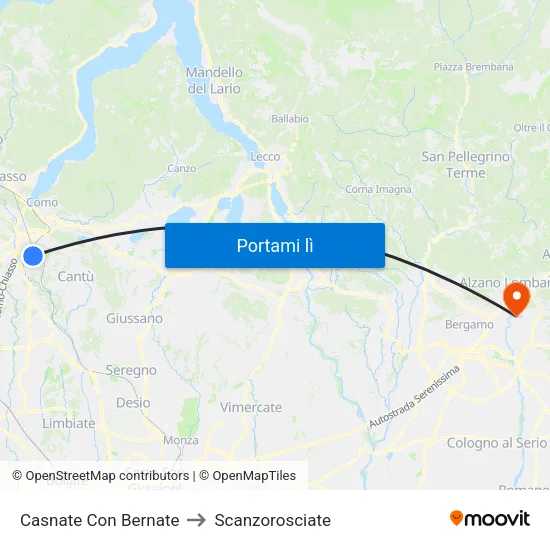 Casnate Con Bernate to Scanzorosciate map