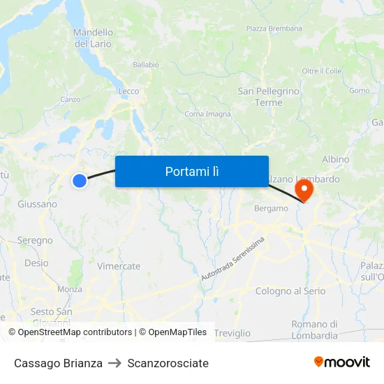 Cassago Brianza to Scanzorosciate map