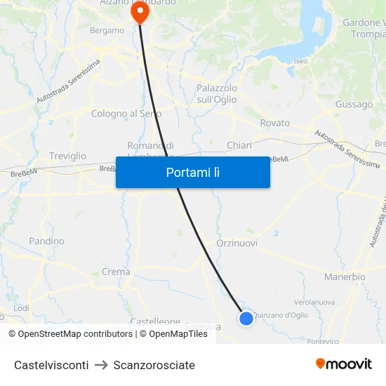 Castelvisconti to Scanzorosciate map