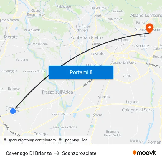 Cavenago Di Brianza to Scanzorosciate map