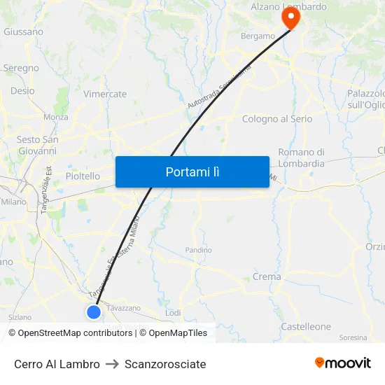 Cerro Al Lambro to Scanzorosciate map