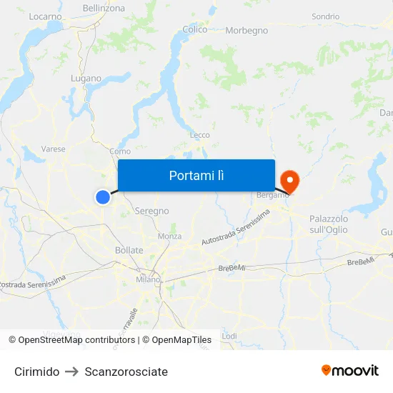 Cirimido to Scanzorosciate map