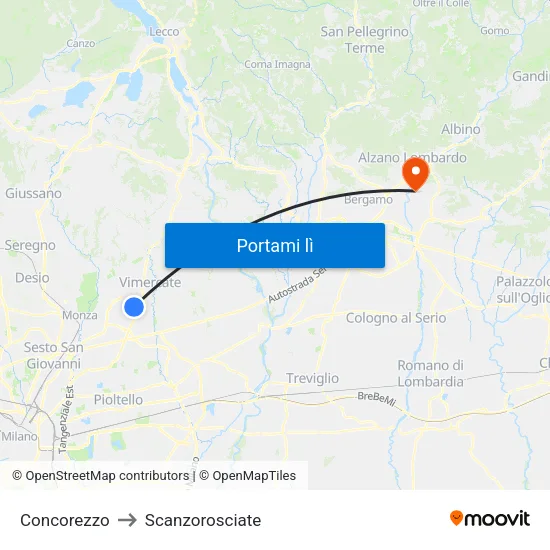 Concorezzo to Scanzorosciate map
