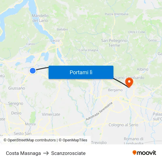 Costa Masnaga to Scanzorosciate map