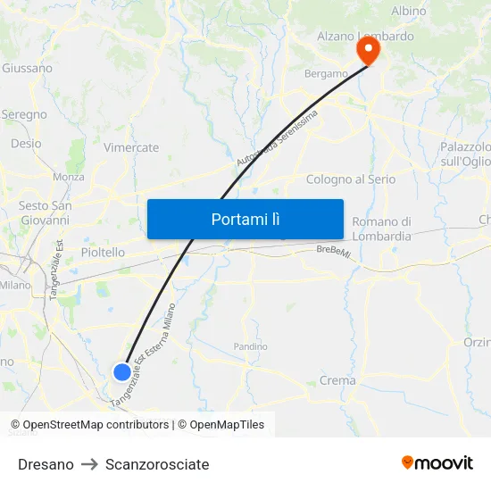 Dresano to Scanzorosciate map