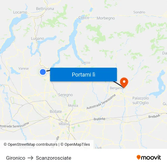 Gironico to Scanzorosciate map