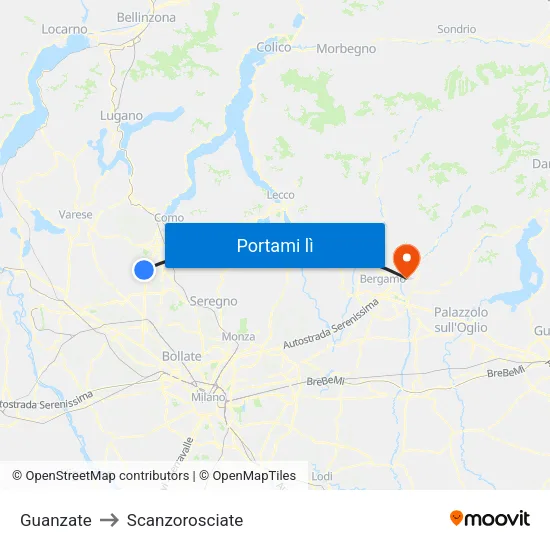 Guanzate to Scanzorosciate map