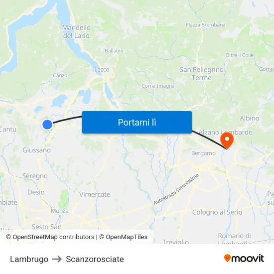 Lambrugo to Scanzorosciate map