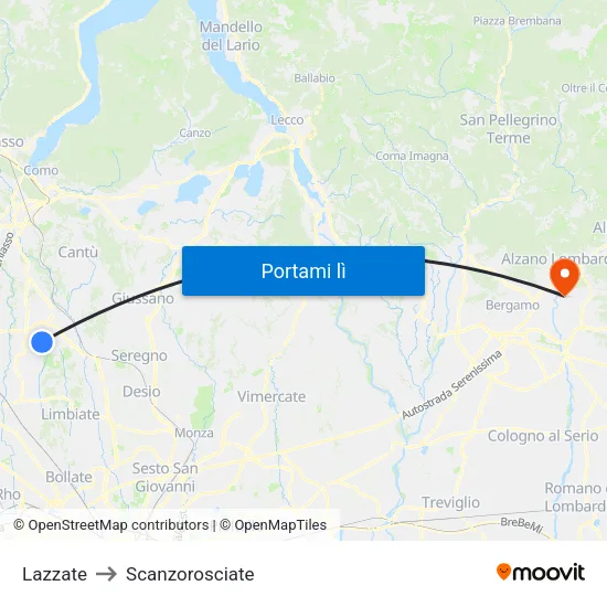 Lazzate to Scanzorosciate map