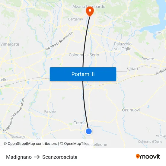 Madignano to Scanzorosciate map