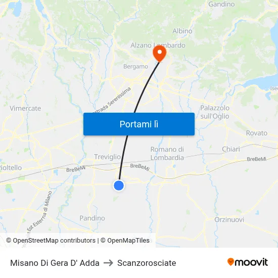 Misano Di Gera D' Adda to Scanzorosciate map