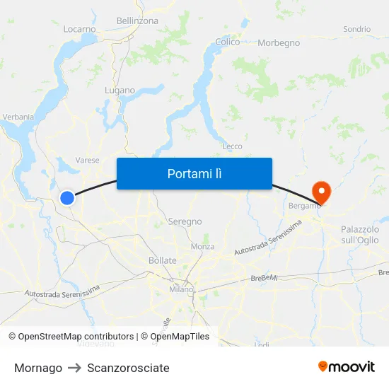 Mornago to Scanzorosciate map