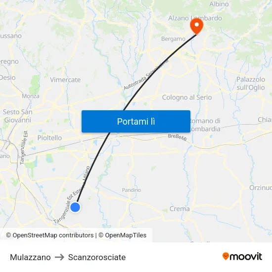 Mulazzano to Scanzorosciate map