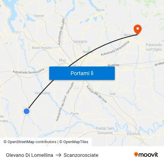 Olevano Di Lomellina to Scanzorosciate map