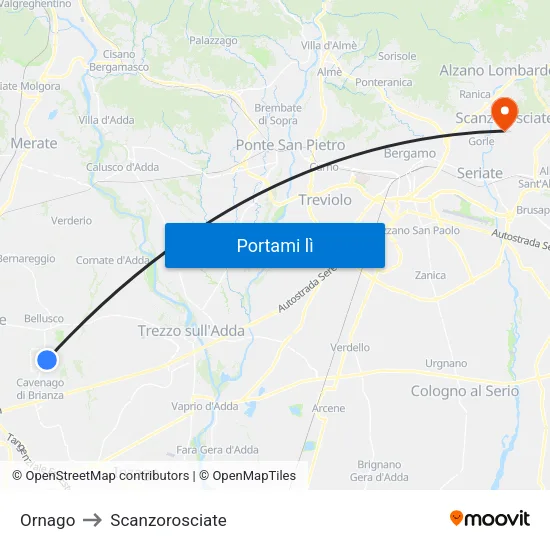 Ornago to Scanzorosciate map
