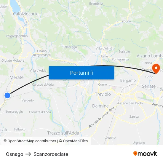 Osnago to Scanzorosciate map