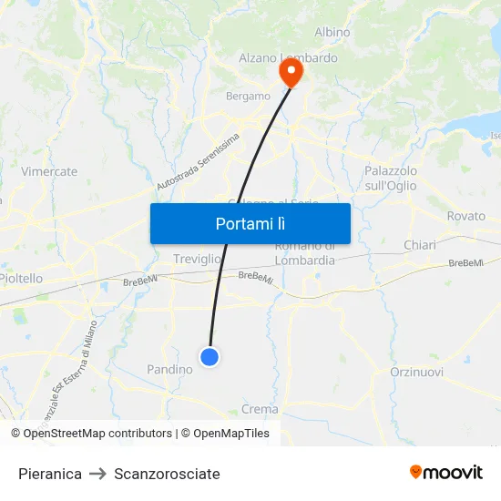 Pieranica to Scanzorosciate map
